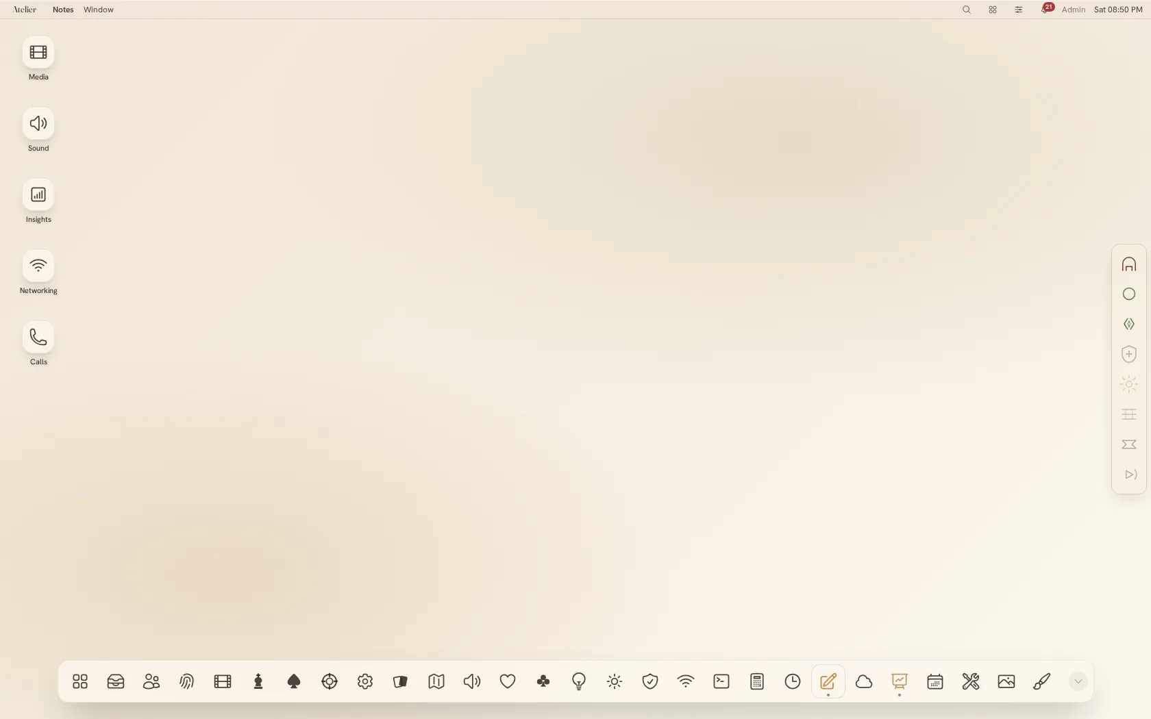 The Atelier desktop, in Daylight